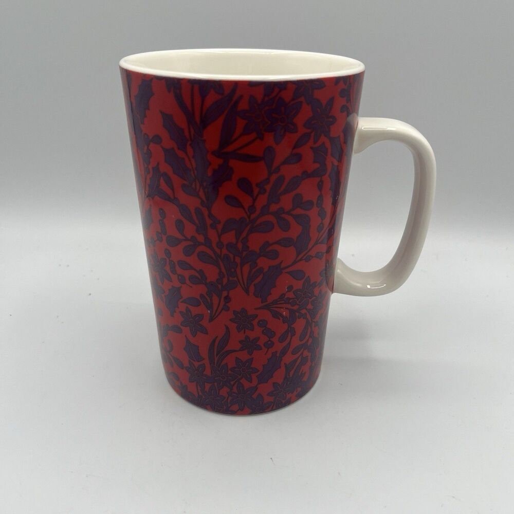 Starbucks Mug 2017 Red Purple Holly Floral Christmas 16 oz
